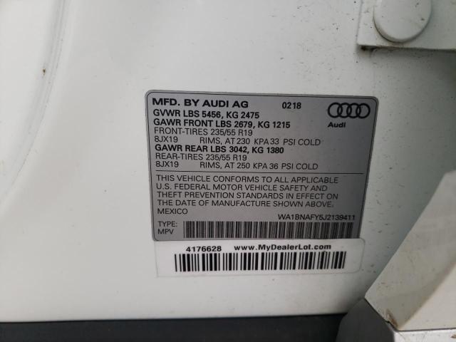 Photo 10 from auction – 2018 AUDI Q5 PREMIUM with VIN WA1BNAFY5J2139411