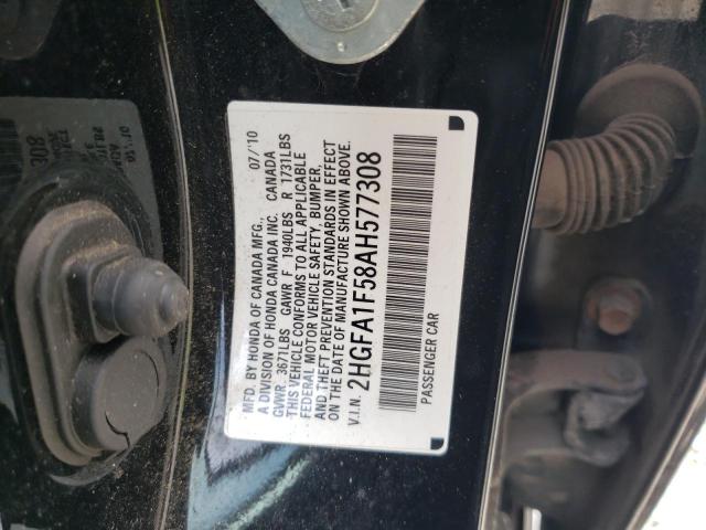 Photo 10 from auction – 2010 HONDA CIVIC LX with VIN 2HGFA1F58AH577308