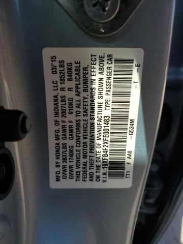 Photo 10 from auction – 2015 HONDA CIVIC with VIN 19XFB4F2XFE001483