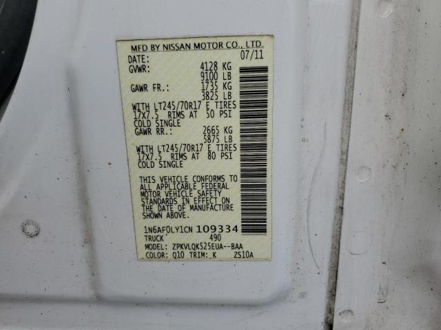 Photo 10 from auction – 2012 NISSAN NV 2500 with VIN 1N6AF0LY1CN109334