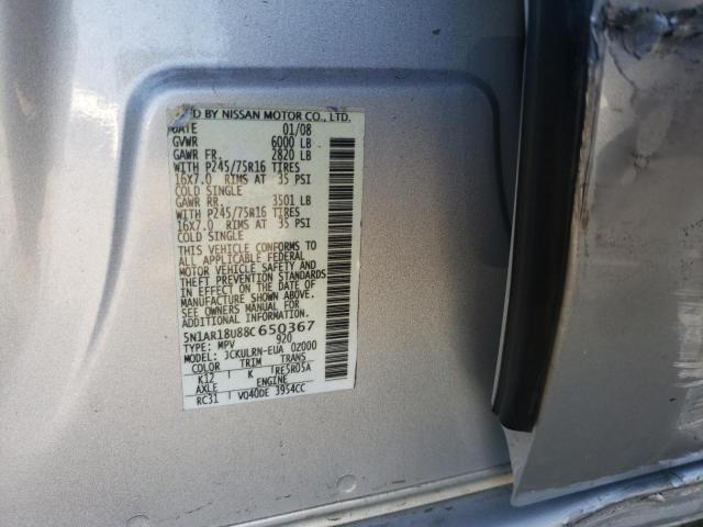 Photo 10 from auction – 2008 NISSAN PATHFINDER with VIN 5N1AR18U88C650367