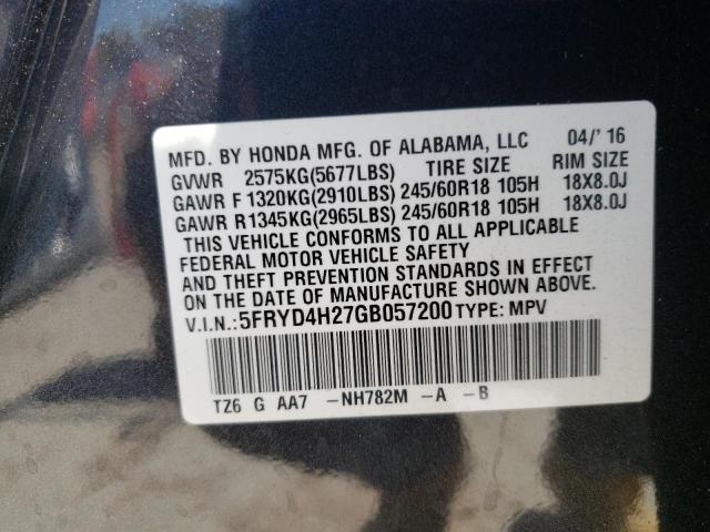 Photo 10 from auction – 2016 ACURA MDX with VIN 5FRYD4H27GB057200