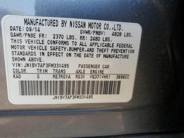 Photo 10 from auction – 2015 INFINITI Q50 BASE with VIN JN1BV7AP3FM331495