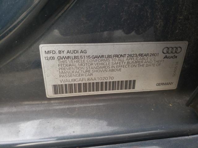Photo 10 from auction – 2010 AUDI S4 PREMIUM with VIN WAUBGAFL8AA102070