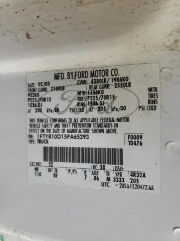 Photo 10 from auction – 2005 FORD RANGER with VIN 1FTYR10D15PA65293