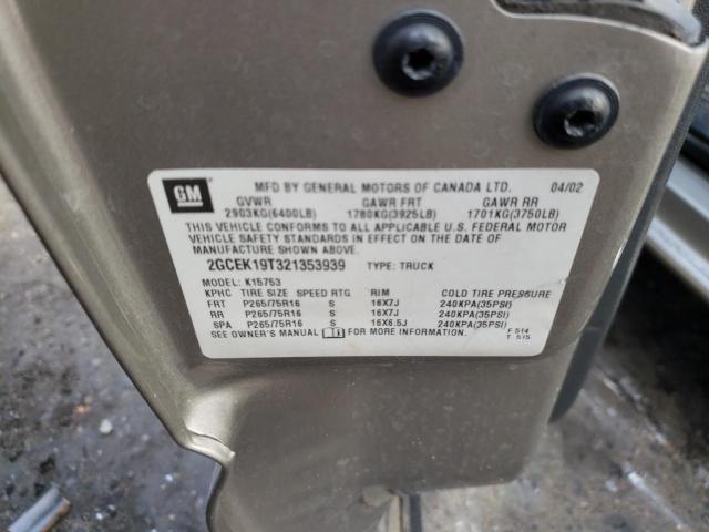 Foto 10 de la subasta – 2002 CHEVROLET SILVERADO con VIN 2GCEK19T321353939