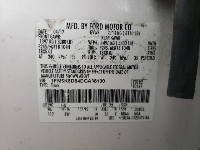 Photo 10 from auction – 2013 FORD EXPLORER X with VIN 1FM5K8D84DGA38130
