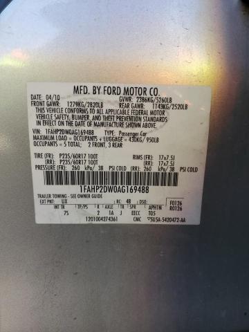 Photo 10 from auction – 2010 FORD TAURUS SE with VIN 1FAHP2DW0AG169488