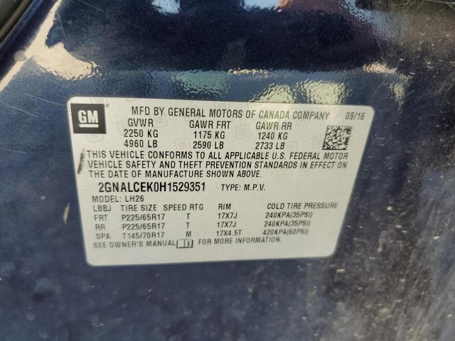 Photo 10 from auction – 2017 CHEVROLET EQUINOX LT with VIN 2GNALCEK0H1529351