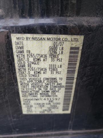 Photo 10 from auction – 2007 NISSAN FRONTIER C with VIN 1N6AD07WX7C431597
