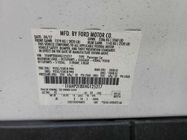 Photo 10 from auction – 2017 FORD TAURUS SEL with VIN 1FAHP2E8XHG125217
