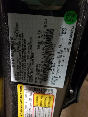 Photo 10 from auction – 2017 FORD FUSION SE with VIN 3FA6P0HD9HR177595