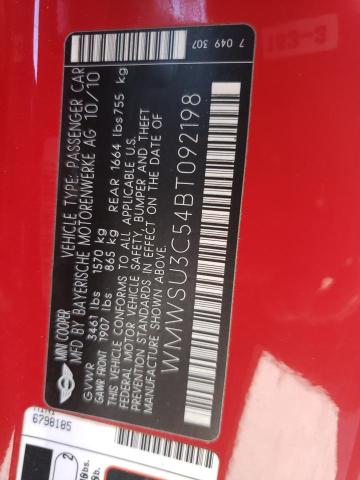 Photo 10 from auction – 2011 MINI COOPER with VIN WMWSU3C54BT092198