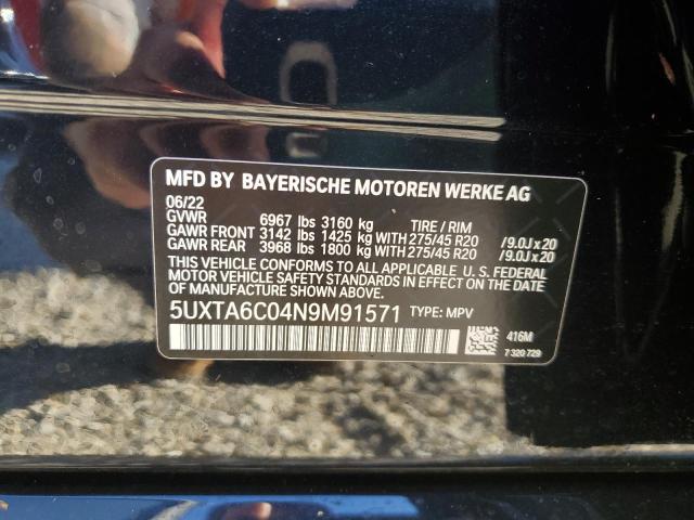 Photo 10 from auction – 2022 BMW X5 XDRIVE4 with VIN 5UXTA6C04N9M91571