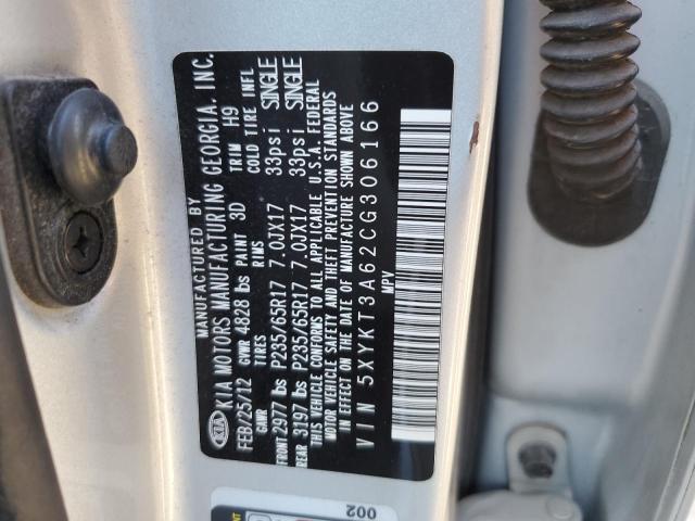 Photo 10 from auction – 2012 KIA SORENTO BA with VIN 5XYKT3A62CG306166