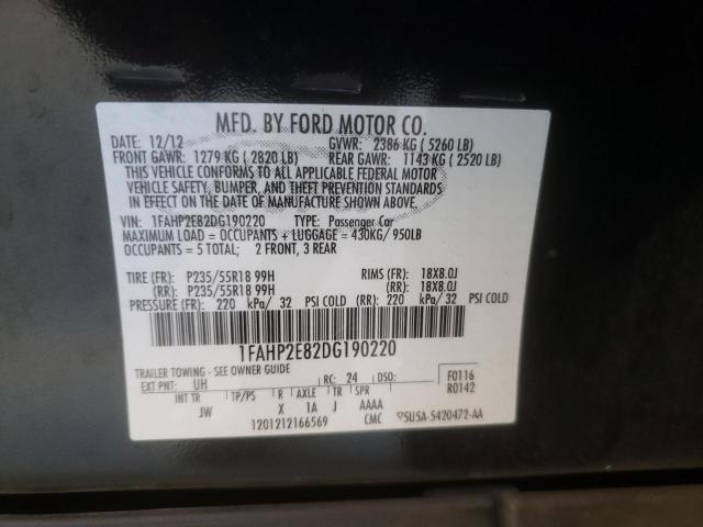 Photo 10 from auction – 2013 FORD TAURUS SEL with VIN 1FAHP2E82DG190220