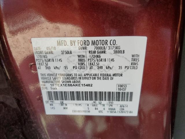 Photo 10 from auction – 2010 FORD F150 SUPER with VIN 1FTEX1E88AKE15482