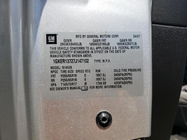 Photo 10 from auction – 2007 GMC ACADIA SLE with VIN 1GKER13727J147102
