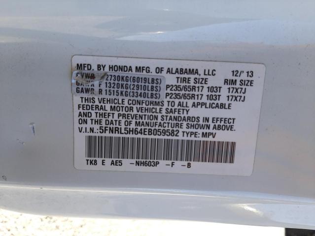 Photo 10 from auction – 2014 HONDA ODYSSEY EX with VIN 5FNRL5H64EB059582