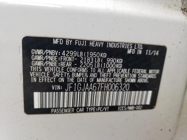 Photo 10 from auction – 2015 SUBARU IMPREZA with VIN JF1GJAA67FH006320