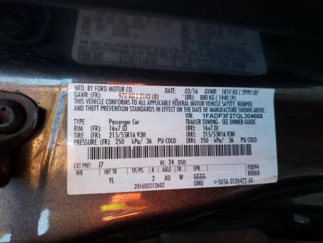 Photo 10 from auction – 2016 FORD FOCUS SE with VIN 1FADP3F27GL304688