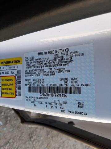 Photo 10 from auction – 2015 FORD FUSION SE with VIN 3FA6P0H90FR226434