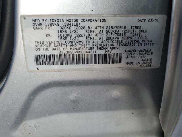 Photo 10 from auction – 2002 TOYOTA RAV4 with VIN JTEGH20V820044311