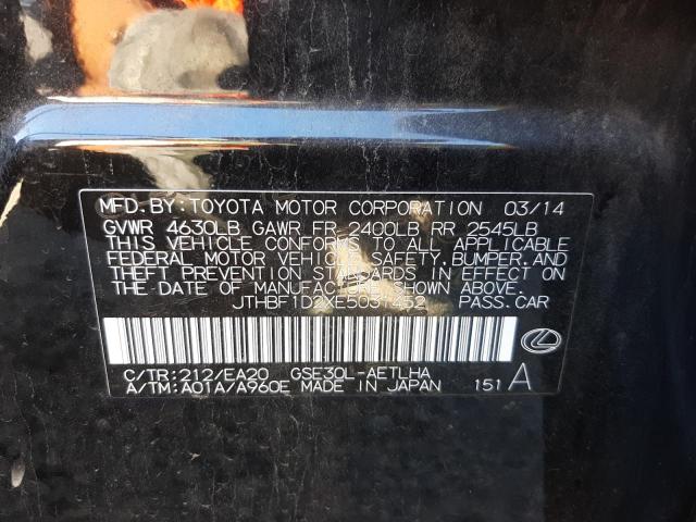 Photo 10 from auction – 2014 LEXUS IS 250 with VIN JTHBF1D2XE5031452