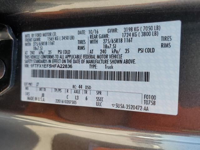 Photo 10 from auction – 2017 FORD F150 SUPER with VIN 1FTFX1EF5HFA22836