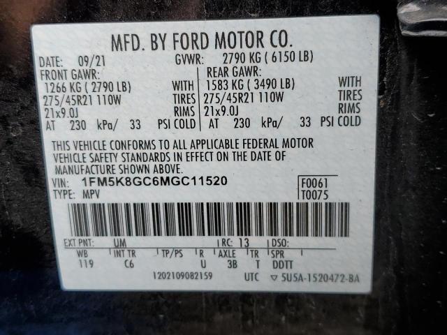 Photo 10 from auction – 2021 FORD EXPLORER S with VIN 1FM5K8GC6MGC11520