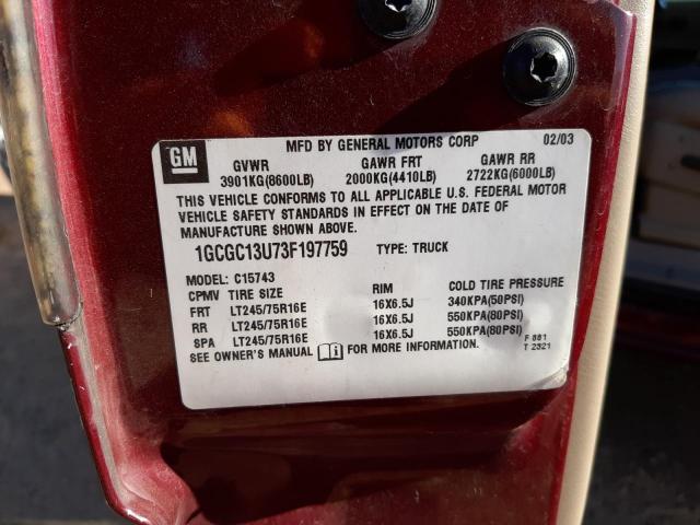 Photo 10 from auction – 2003 CHEVROLET SILVERADO with VIN 1GCGC13U73F197759