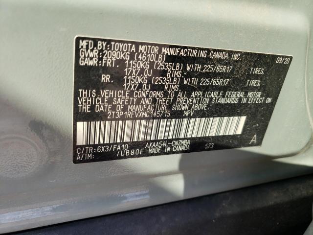 Photo 10 from auction – 2021 TOYOTA RAV4 XLE with VIN 2T3P1RFVXMC145715