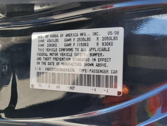 Photo 10 from auction – 2008 HONDA ACCORD with VIN 1HGCS22838A014374