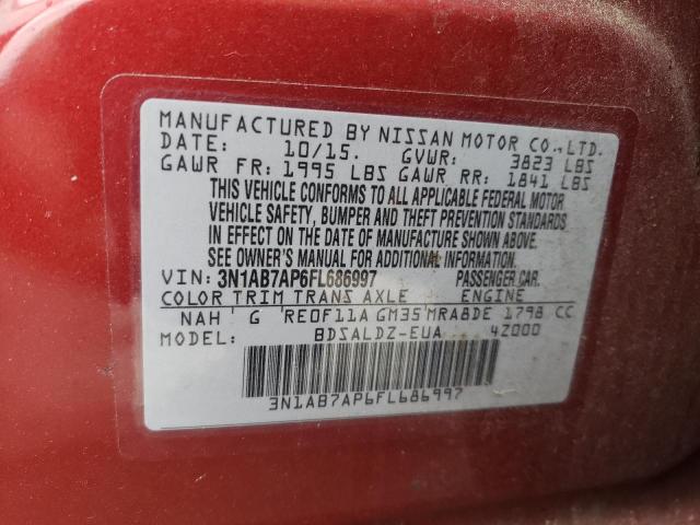 Photo 10 from auction – 2015 NISSAN SENTRA S with VIN 3N1AB7AP6FL686997