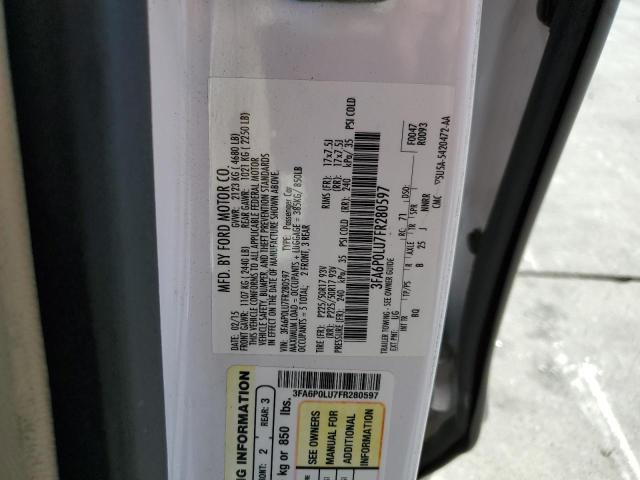 Photo 10 from auction – 2015 FORD FUSION SE with VIN 3FA6P0LU7FR280597
