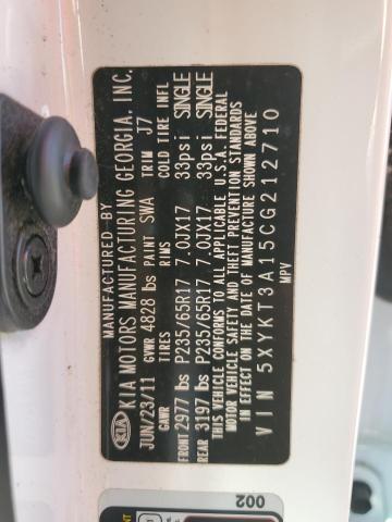 Photo 10 from auction – 2012 KIA SORENTO BA with VIN 5XYKT3A15CG212710