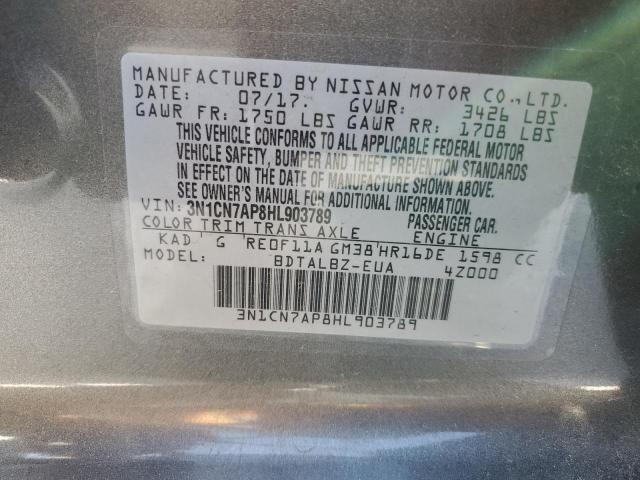 Photo 10 from auction – 2017 NISSAN VERSA S with VIN 3N1CN7AP8HL903789