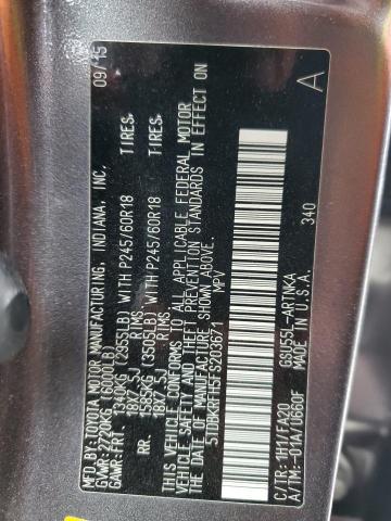Photo 10 from auction – 2015 TOYOTA HIGHLANDER with VIN 5TDBKRFH5FS203671