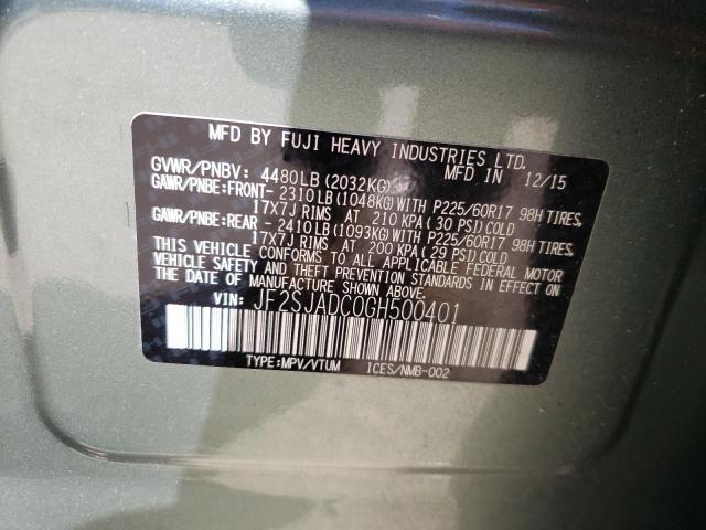 Photo 10 from auction – 2016 SUBARU FORESTER 2 with VIN JF2SJADC0GH500401