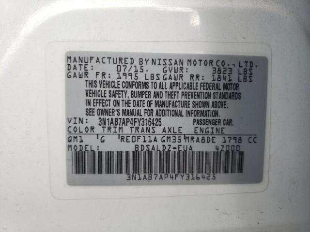 Photo 10 from auction – 2015 NISSAN SENTRA with VIN 3N1AB7AP4FY316425