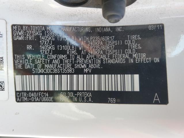 Photo 10 from auction – 2011 TOYOTA SIENNA LE with VIN 5TDKK3DC3BS135983