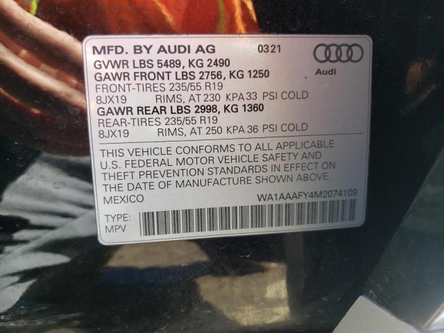 Photo 10 from auction – 2021 AUDI Q5 PREMIUM with VIN WA1AAAFY4M2074109
