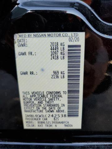 Photo 10 from auction – 2020 NISSAN ALTIMA SR with VIN 1N4BL4CW3LC242538