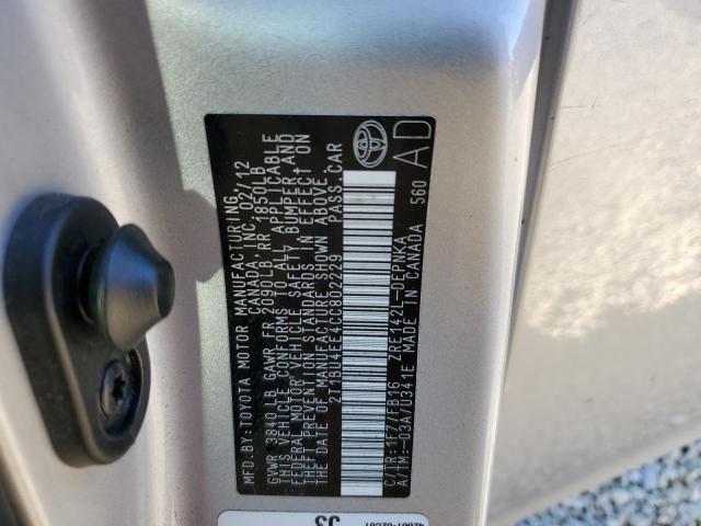 Photo 10 from auction – 2012 TOYOTA COROLLA BA with VIN 2T1BU4EE4CC802229