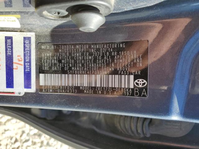 Photo 10 from auction – 2014 TOYOTA COROL with VIN 5YFBURHE4EP093541