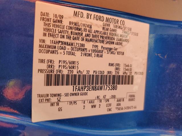 Photo 10 from auction – 2010 FORD FOCUS S with VIN 1FAHP3EN8AW175380
