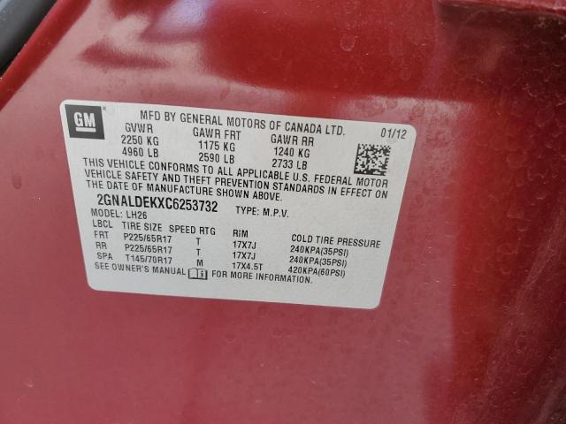 Photo 10 from auction – 2012 CHEVROLET EQUINOX LT with VIN 2GNALDEKXC6253732