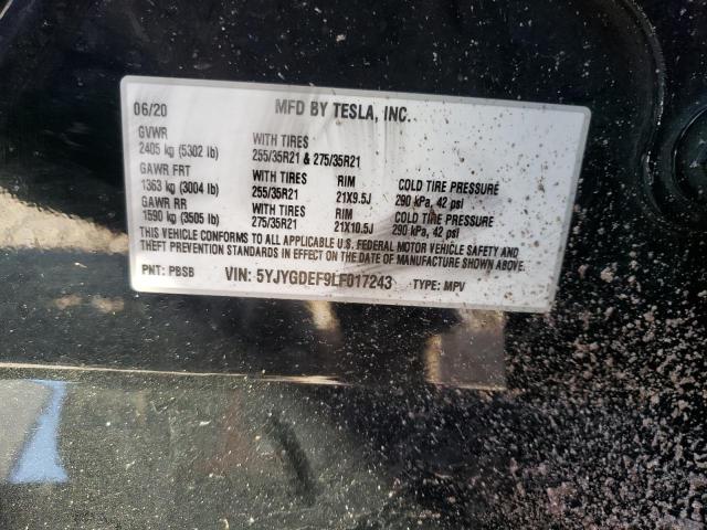 Photo 10 from auction – 2020 TESLA MODEL Y with VIN 5YJYGDEF9LF017243