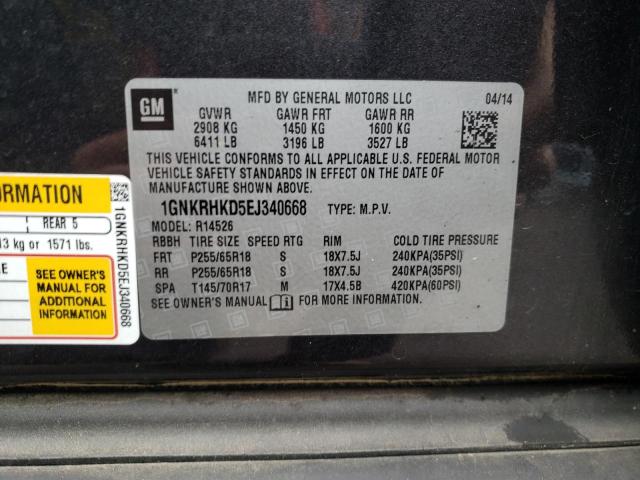 Photo 10 from auction – 2014 CHEVROLET TRAVERSE L with VIN 1GNKRHKD5EJ340668