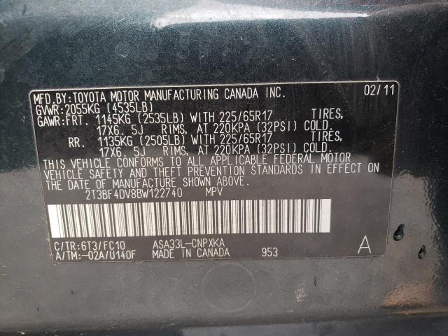 Photo 10 from auction – 2011 TOYOTA RAV4 with VIN 2T3BF4DV8BW122740